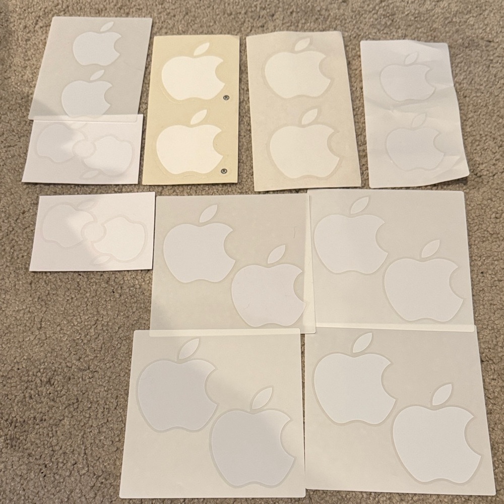 Apple Logo Sticker Collection in White and Cream